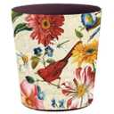 Leather Trash Can, Retro Decorative Waste Basket, 10L Capacity Small Waste Paper Basket, Waterproof Garbage Can for Bathroom, Bedroom, Office, Kitchen and Living Room - Red Bird