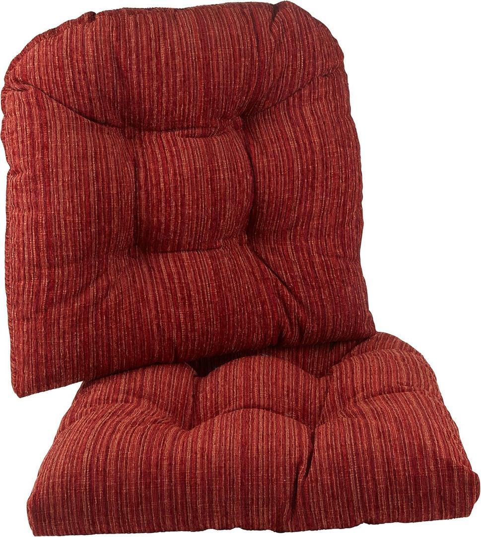 Klear Vu Gripper Overstuffed Universal Non-Slip Dining Chair Cushions for Kitchen Decor or Office Use, U-Shaped Skid-Proof Seat Pad, 17x17 Inches, 2 Count (Pack of 1), Chenille Garnet Red