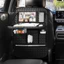 GMQ Back Seat Car Organizer 1 Pack,Backseat Organizer with Tray,Multifunctional Car Seat Back Storage Box with Foldable Tablet Holder (Black, Weave)