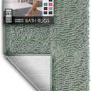 Hearth & Harbor Bathroom Rugs, Chenille Bath Mat - Machine Washable Bath Mats for Bathroom Non-Slip Backing Rubber, Quick Dry Bathroom Mat, 17 x 24 - Ice Green
