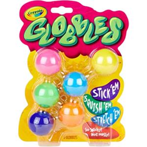 Crayola Globbles Fidget Toy (6ct), Sticky Stress Ball for Adults & Kids, Classroom Fidget Toys, Calming Sensory Toys for Stress Relief, Back to School Gifts (6 Count (Pack of 1))