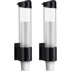 2 Pieces Cup Dispenser Pull Type Automatic Remover Fit 5 oz to 7 oz Plastic Water Machine Cup Holder Wall Mount Bathroom Home Office Hospital