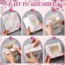 50 Pack Pink Floral Cookie Boxes with Window, Chinoiserie Small Bakery Treat Boxes for Pastry Donuts Macaroon Cupcakes, Wedding Bridal Shower Birthday Tea Party Baby Shower Favors