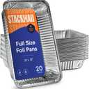 Full Size Large Aluminum Pans, Disposable Foil 21x13 Deep [20-Pack] Steam Table Chafing Pan - Extra Heavy Duty Durable Tray - Great for Roasting, Cooking, Warming, Prepping and Storing Food (Silver)