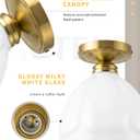 AUTELO 2 Pack Milk Glass Ceiling Light, Gold Semi Flush Mount Ceiling Light, 8.19 inch