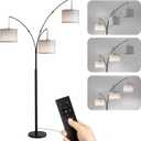 Floor lamp with Remote, 3 Light Arc Floor Lamps for Living Room, 2400LM Tall Standing Floor Lamps with Gray Shades, 80" Large Floor Lamp for Bedroom, Office