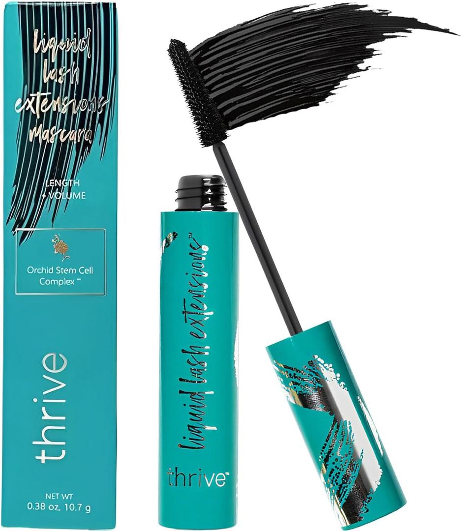 Thrive Mascara Extensions, Tubing Mascara Cosmetics Natural Lengthening Volumizing Eye Makeup, Waterproof & Smudge-Proof, Long-Lasting No Clumping or Flaking (Rich Black)