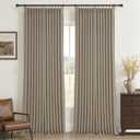 Oak Taupe Extra Long 108 Inch High Ceiling Curtains for Living Room 2 Panel Set, Memory Trained Pinch Pleated Blackout Double Layer Linen Soundproof Heat Block Boho Privacy Windows Curtain 9 FT Length