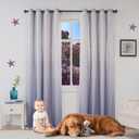 Yancorp Curtains for Girls Bedroom Kids Room Rainbow Curtains Nursery Curtain 63 inches Length Grommet Rainbow Color Decor for Playroom (Ombre Grey, W52 X L63)