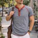 AlRithms Men's Short Sleeve Henley T-Shirt (US, Alpha, Large, Regular, Regular, Light Grey) (Gray, L)