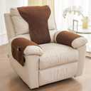 NANSHINE 3Pcs Recliner Slipcovers Armrest Covers for Recliner Chair Non Slip Sherpa Headrest Protector Recliner Chair with Storage Pockets for Sofa Recliner Protector (Brown)