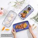 Selamica Ceramic Rectangular Serving Platters Set of 4, 12 Inch Serving Trays/Dishes for Party Entertaining, Rectangular Dinner Plates for Appetizer Salad Dessert Sushi, Vintage Blue