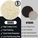 6 PCS Wool Buffing Polishing Pads - 3 Inch Natural Wool Cutting Pads With Hook and Loop Backing, Compound & Polishing for Automotive Car Boats Glass Furniture Body Repair