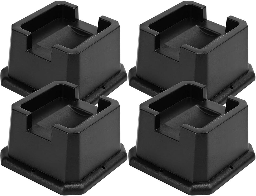 shouwuhho Bed Risers 2 inch, Furniture Risers Elevation in Heights 2 3 4 5 6 7 8 Inch Heavy Duty, Bed Lift Risers for Caster Wheels or Posts of Bed Table Couch, Support up to 6000 lbs, Black, 4 Pack
