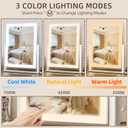 FENNIO Vanity Mirror with Lights - 17"x13" Lighted Makeup Mirror, Makeup Mirror with Lights, Touch Screen with 3-Color Lighting, Dimmable,Desk Mirror with Light for Vanity Tabletop
