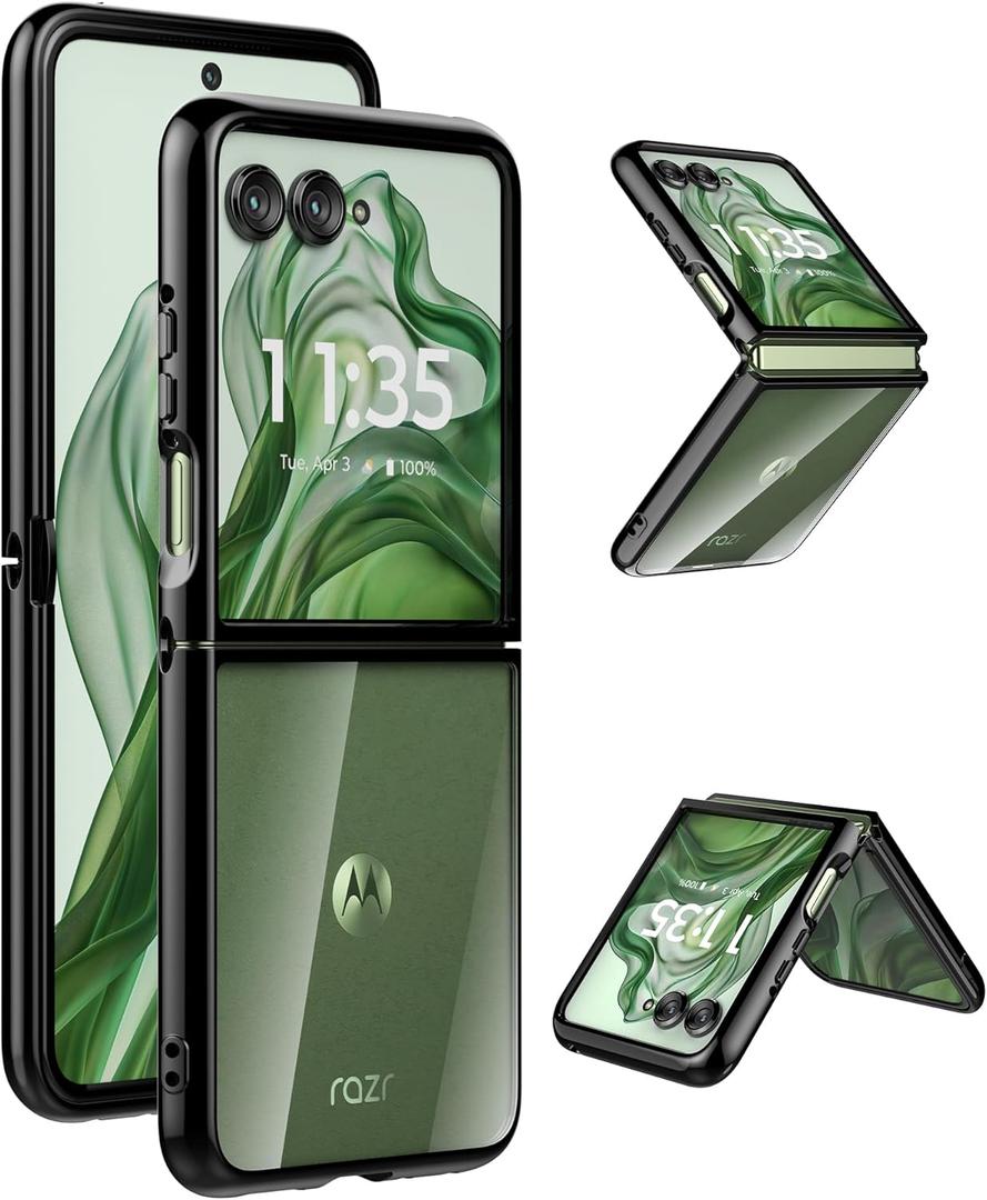 Case for Motorola Razr Plus 2024/2025 - Crystal Clear Hard Back + Soft TPU Bumper Shockproof Cover Phone Case for Moto Razr+ 2024/2025 - Black Transparent