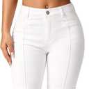 roswear Women's Jean Shorts Stretchy Skinny Knee Length Bermuda Shorts with Front Seam (White, M)