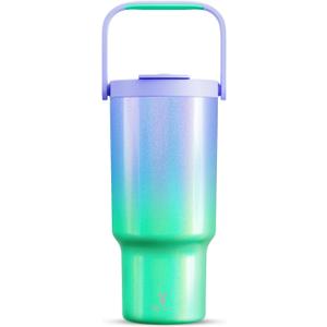 Meoky 32 oz Tumbler with Handle, Tumbler with Lid and Straw, Stainless Steel Travel Mug, 100% Leak Proof, Keeps Cold for 24 Hours, Fits in Car Cup Holder (Fairyland)
