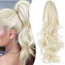 Claw Clip Ponytail Extension 18" Clip in Wavy Ponytail Hair Extensions Long Pony Tails for Women Extensions Platinum Blonde Wave Hairpiece