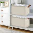 2 Beige Storage Bins 23x15x12in. Foldable