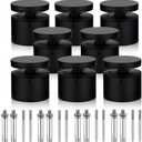 3TO Glass Railing Standoff - 8 Pack Marine Grade SS316 Innovative Standoffs for Balcony Stair Railing Matte Black Modern Design Clamp Comes with Mounting Wrench