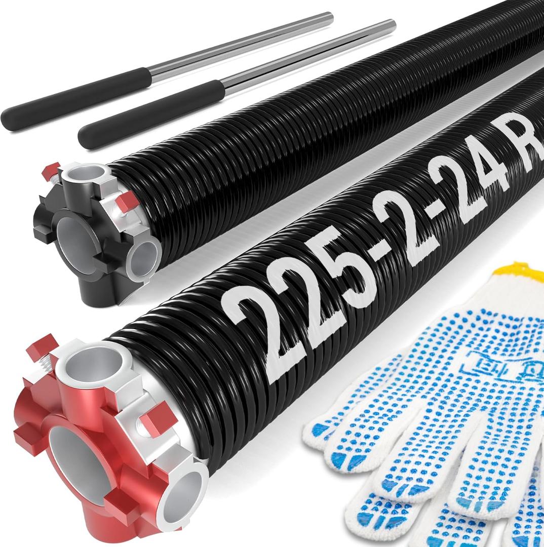 Garage Door Spring 0.225 x 2 x 24 (Pair), 18000 Cycles Garage Spring Door Replacement, Heavy-Duty & Long-Lasting Garage Door Torsion Spring