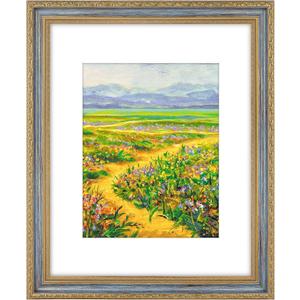 Golden State Art 16x20 Gold-Blue Photo Frame Mat for 11x14 Plexiglass | Includes a White Mat Fits 11x14, Photo, Art, Poster or Print Display, Vintage Ornate Finish Picture Frame, Wall Mounting