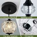 Piepooye Vintage Glass Pendant Light Farmhouse Black Chandelier E26 Mini Adjustable Hanging Ceiling Light Fixture for Kitchen Island Dining Room Bedroom Foyer Entryway