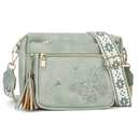 KITEVIUN Crossbody Bags for Women Trendy Leather Crossbody Purse Shoulder Handbags Butterfly Design, Green