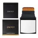 ENERGY Kabuki Brush Flat 2PCS Portable Folding Case with Mirror – Travel Makeup Brush for Foundation, Powder & Contour, Compact Mini Cosmetic Tool with Magnetic Closure Vegan for Purse or Travel Bag