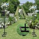 Square Backdrop Stand, 8.2FT Black Wedding Arch, Heavy Duty Balloon Arch Stand, Over The Table Rod Stand with Clamps, Adjustable Photo Booth Background, Backdrop Frame for Valentines Day Party