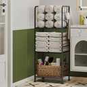 Towel Racks for Bathroom 3-Tier, Durable Metal Towel Rack Stand, Pool Items Holder, M-Shaped Detachable Dividers for Towel Storage, Space-Saving Storage Organizer Black, Patent Pending