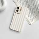 NITITOP Compatible with iPhone 16 Case Cute Stylish Line Stripe Pattern Design for Women Girls Soft TPU Shockproof Full Camera Protective Phone Cover - White