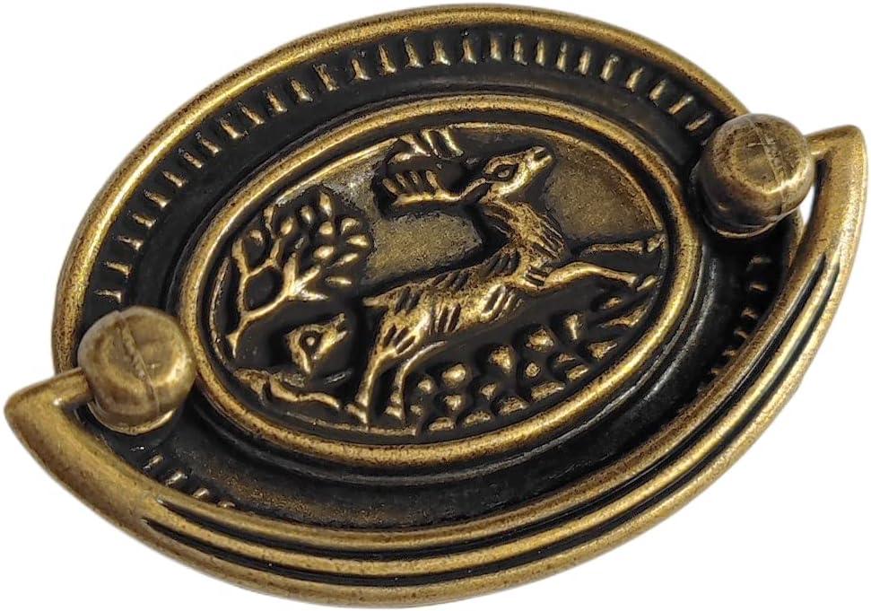 2 C-C Vintage Style Antique Gold Brass Bail Drawer Pull Drop Swing Handles Cabinet Knob Kitchen Hardware Oval 51 mm Centers (1)