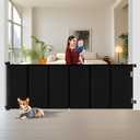 150 inch Retractable Baby Gates 48 inch Tall, Retractable Gates with Reinforced Strip Design to Prevent Crawling Through, 12 FT Retractable Dog Gate for Indoor/Outdoor (Black)