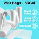 30-33 Gallon Clear Trash Bags Heavy Duty (250 COUNT) - Clear Recycling Garbage Bags 30+ Gallon, 32 Gallon - Made in USA