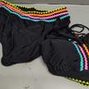 popvil High Waisted Bikini Sets for Women Tummy Control Swimsuits Two Piece Neon V Neck Drawstring Bathing Suits 2026 (Black, L)
