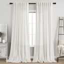 Nanspring Beige White Linen Curtains 96 Inches Long for Living Room Semi Sheer Linen Blend Curtains Back Tab Rod Pocket Light Filtering Farmhouse Coastal Decor Curtain for Bedroom 60x96, 2 Panels
