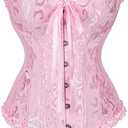 SZIVYSHI Corset Tops for Women, Bustier Shapewear Lingerie, Lace Waist Push Up Bodysuit Size L, Pink