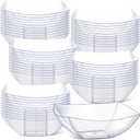 Tanlade 50 Pcs Square Plastic Serving Bowls Disposable Snack Salad Bowl Small Party Candy Bar Containers Taco Bar Serving Dishes for Buffet Chips Fruit(Clear,32 oz)