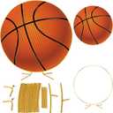 Novabright Basketball Party Decorations 7.2ft Backdrop Decor Senior Night 2026 Kit Circle Cover and Metal Circle Arch Background Stand for Sports Theme Basketball Gender Reveal Party Decor, 7.2 ft x 0.755 ft
