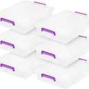 IRIS USA 6 Qt. Plastic Craft Storage Container Bins with Lids, 6 Pack, Small Art & Office Supply Organizer Tote, Sensory Bins & Boxes for Home & University, Stackable, Secure Latch Buckles, Clear