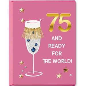 3 x OJsensai Funny 75th Birthday Card Gifts for Women Grandma，5x7inch | Cool 75 Year Old Bday Card for Mom Wife Nana，Heartfelt Inside Message，Idea for Party Decoration and Celebration，Pink Envelope