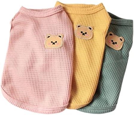 Cotton Dog Shirt Summer Lightweight Pet T-Shirts Soft Breathable Stretchy Cats Dogs Tee Shirt Sleeveless Vest Dog Apparel for Medium Small Dog Clothes 3PCS Yellow&Green&Pink, S