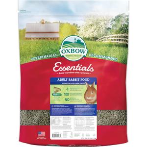 Oxbow Essentials Rabbit Food, Adult, Made with Oxbow Timothy Hay for Rabbit, Pet Pellets with Vitamins & Minerals, Small Animal Pet Products, Bunny Food, Made in USA, High Fiber, 25 lb. bulk bag (25 Pound (Pack of 1))