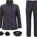 DAZCOS Anime Men's Cosplay Costume US Size Outfit with Glasses Blindfold Jacket Pants for Adult