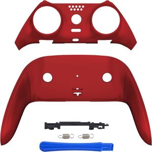 eXtremeRate Top Bottom Decorative Trim Shell Compatible with ps5 Edge Controller DIY Replacement Front Back Clip Shell, Custom Scarlet Red Plates Cover Compatible with ps5 Edge Controller