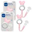 MAM Mini Cooler Baby Teether with Clip (2 Pack) Cooling Teething Rings for Teething Relief, Lightweight Easy-Grip Design, Reaches Back Teeth, Refrigerator Safe Infant Teething Toy, Pink