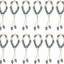 uxcell 12 Pcs Wooden Bead Napkin Rings, Wood Bead Napkin Buckles with Jute Rope Tassels for Christmas Thanksgiving Wedding Home Table Decor (White/Blue)