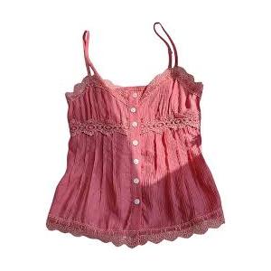 SOLY HUX Women's Lace Cami Tops Button Down V Neck Spaghetti Strap Going Out Summer Tops Plain Watermelon Pink Small